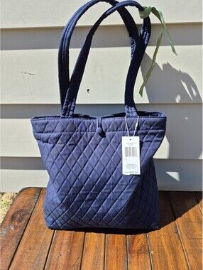 Vera Bradley Premium Cotton Small Original Tote Handbag, Peacoat, One Size,